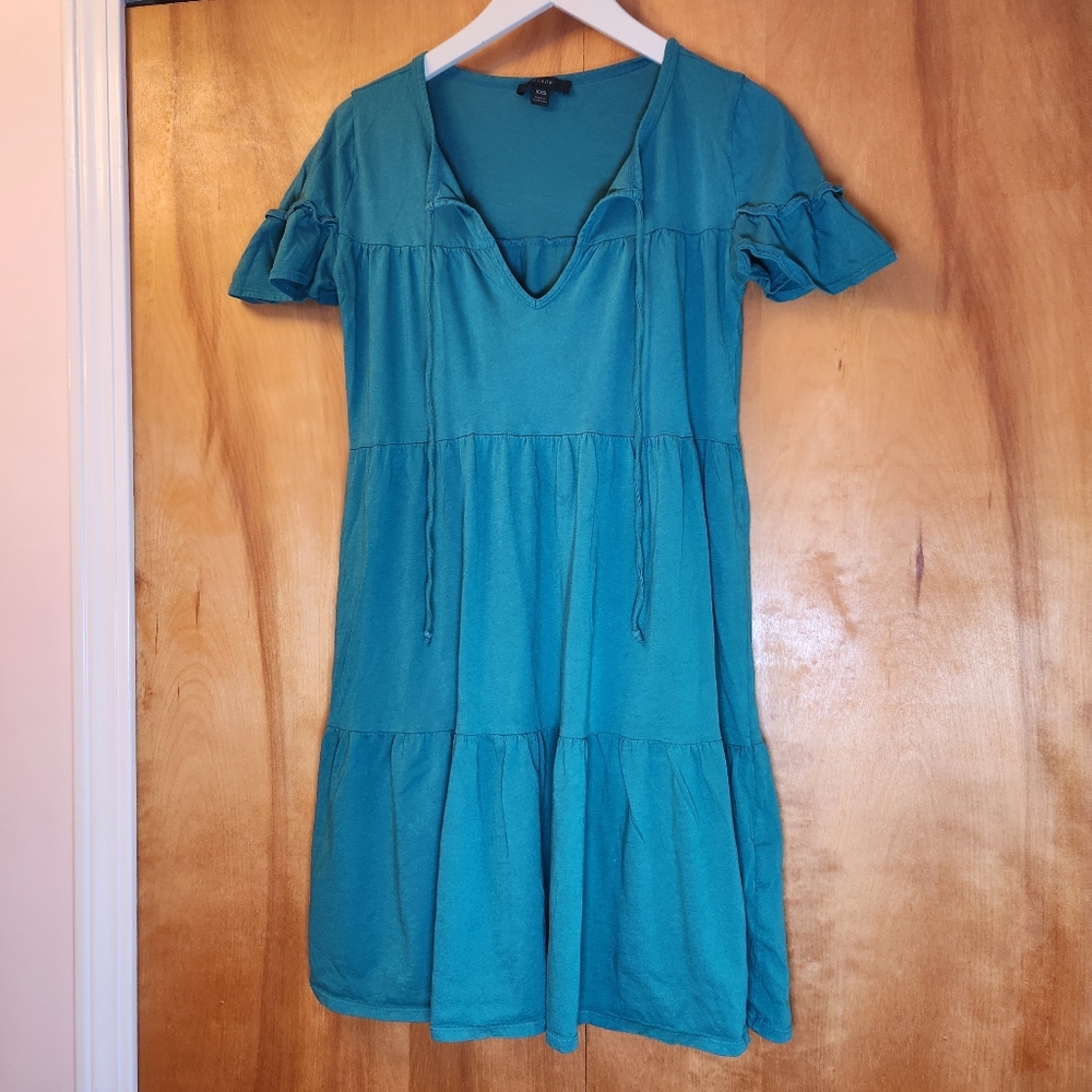 J. Crew Teal Tiered Mini Dress